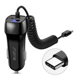 Raxfly USB-C Autolader/Carcharger met 2.4A Fast Charging - Zwart