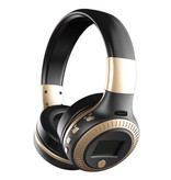 Zealot Auriculares inalámbricos B19 con pantalla LED y radio FM - Auriculares inalámbricos Bluetooth 5.0 Stereo Studio Gold