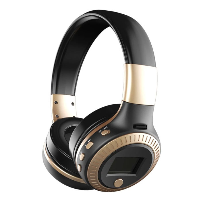 Auriculares inalámbricos B19 con pantalla LED y radio FM - Auriculares inalámbricos Bluetooth 5.0 Stereo Studio Gold