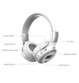 Zealot B19 Draadloze Koptelefoon met LED Display en FM Radio - Bluetooth 5.0 Wireless Headphones Stereo Studio Zilver