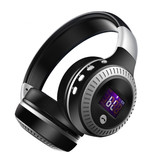 Zealot Casque sans fil B19 avec écran LED et radio FM - Casque sans fil Bluetooth 5.0 Stéréo Studio Argent