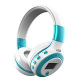 Zealot Auriculares inalámbricos B19 con pantalla LED y radio FM - Auriculares inalámbricos Bluetooth 5.0 Stereo Studio Blue