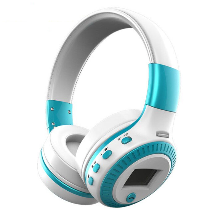 B19 Wireless Headphones with LED Display and FM Radio - Bluetooth 5.0 Wireless Headphones Stereo Studio Blue