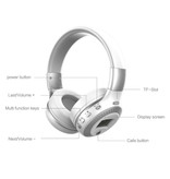 Zealot Cuffie wireless B19 con display a LED e radio FM - Cuffie wireless Bluetooth 5.0 Stereo Studio White
