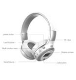 Zealot Słuchawki bezprzewodowe B19 z wyświetlaczem LED i radiem FM - słuchawki bezprzewodowe Bluetooth 5.0 Stereo Studio White
