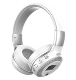 Zealot Auriculares inalámbricos B19 con pantalla LED y radio FM - Auriculares inalámbricos Bluetooth 5.0 Stereo Studio White