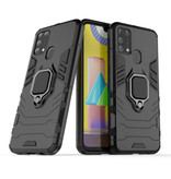 Keysion Samsung Galaxy A10 Hoesje  - Magnetisch Shockproof Case Cover Cas TPU Zwart + Kickstand