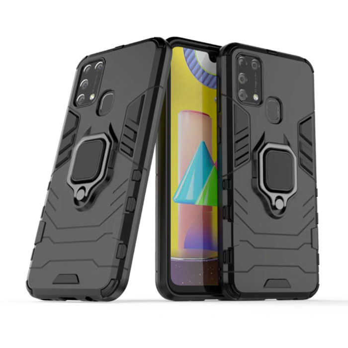 Keysion Samsung Galaxy A50 Hoesje  - Magnetisch Shockproof Case Cover Cas TPU Zwart + Kickstand