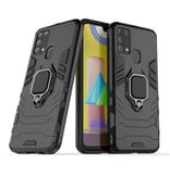 Keysion Samsung Galaxy A71 Hoesje  - Magnetisch Shockproof Case Cover Cas TPU Zwart + Kickstand