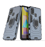 Keysion Samsung Galaxy A71 Hoesje  - Magnetisch Shockproof Case Cover Cas TPU Blauw + Kickstand
