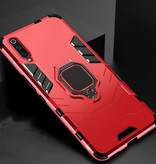 Keysion Samsung Galaxy A31 Hoesje  - Magnetisch Shockproof Case Cover Cas TPU Rood + Kickstand