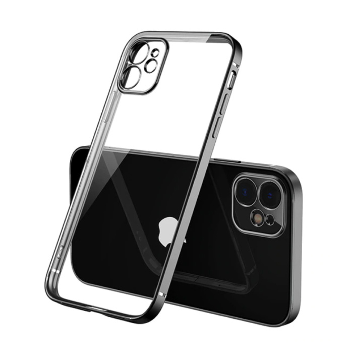 PUGB Custodia per iPhone 8 Plus Cornice con cornice di lusso - Custodia in silicone TPU antiurto nera