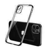 PUGB Coque iPhone XS Luxury Frame Bumper - Coque Silicone TPU Anti-Shock Noire