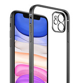 PUGB Coque iPhone XS Luxury Frame Bumper - Coque Silicone TPU Anti-Shock Noire