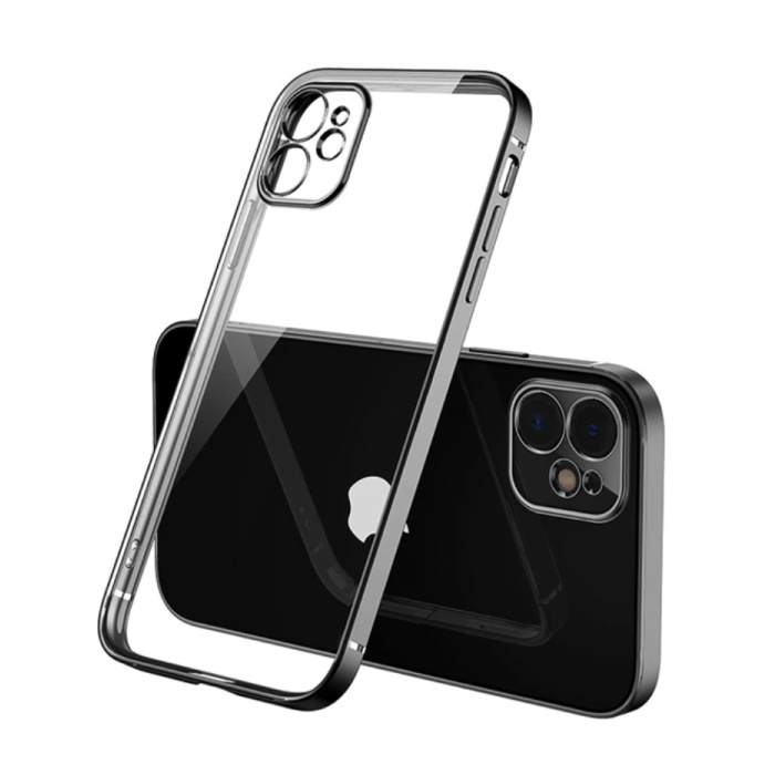 Custodia per iPhone XR Cornice di lusso per paraurti - Custodia in silicone TPU antiurto nera