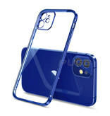 PUGB Coque iPhone 12 Pro Max Luxe Frame Bumper - Coque Silicone TPU Anti-Shock Bleu