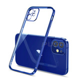 PUGB Custodia per iPhone 12 Pro Cornice con cornice di lusso - Custodia in silicone TPU antiurto blu