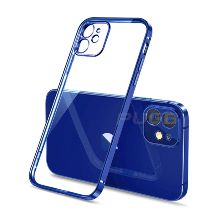 Custodia per iPhone 12 Pro Cornice con cornice di lusso - Custodia in silicone TPU antiurto blu