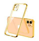 PUGB Custodia per iPhone 12 Custodia Luxe Frame Bumper - Custodia in silicone TPU anti-shock color oro