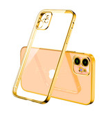 PUGB Custodia per iPhone XR Cornice con cornice di lusso - Custodia in silicone TPU anti-shock color oro