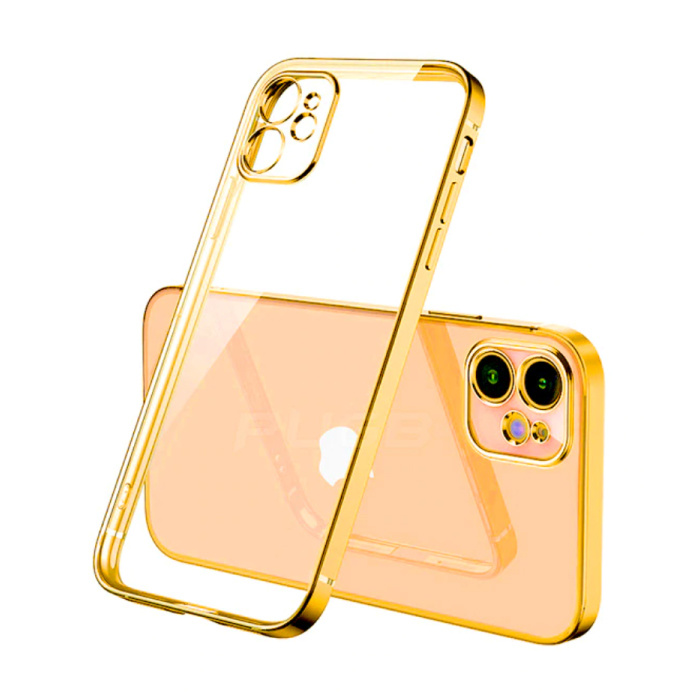 PUGB iPhone 11 Pro Max Hoesje Luxe Frame Bumper - Case Cover Silicone TPU Anti-Shock Goud