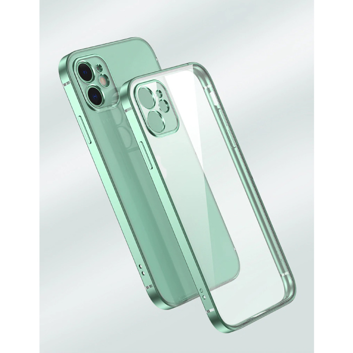 PUGB Coque iPhone 8 Plus Luxury Frame Bumper - Coque Silicone TPU Anti-Shock Green
