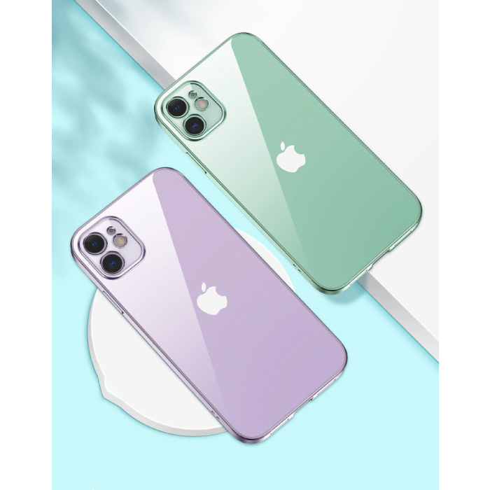 PUGB Custodia per iPhone XS Cornice con cornice di lusso - Custodia in silicone TPU anti-shock Viola