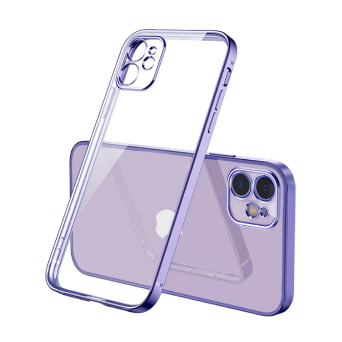 Funda transparente 3 en 1 para iPhone 12 Pro Max con marco de gel azul - ✓