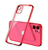 PUGB iPhone 12 Pro Case Luxe Frame Bumper - Etui Silikon TPU Anti-Shock Czerwony