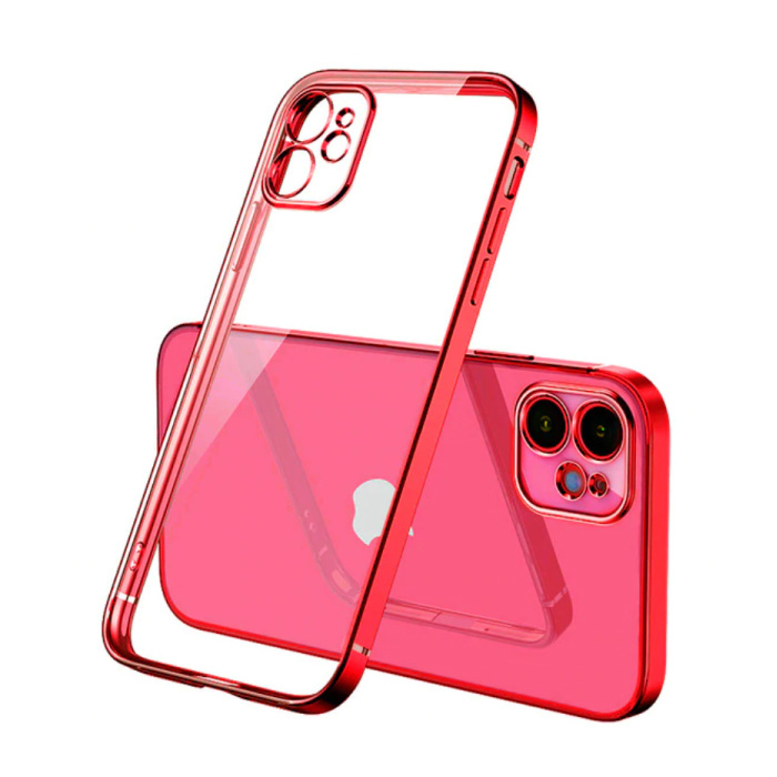 PUGB Funda para iPhone 12 Mini Luxury Frame Bumper - Funda Silicona TPU Antigolpes Rojo
