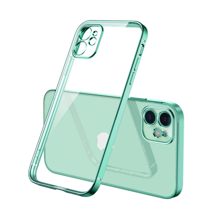 PUGB iPhone 11 Pro Max Hoesje Luxe Frame Bumper - Case Cover Silicone TPU Anti-Shock Lichtgroen