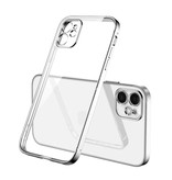 PUGB Custodia per iPhone X Custodia con cornice di lusso - Custodia in silicone TPU anti-shock argento