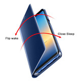 Stuff Certified® Etui Huawei P30 Lite Smart Mirror Flip Cover Bleu