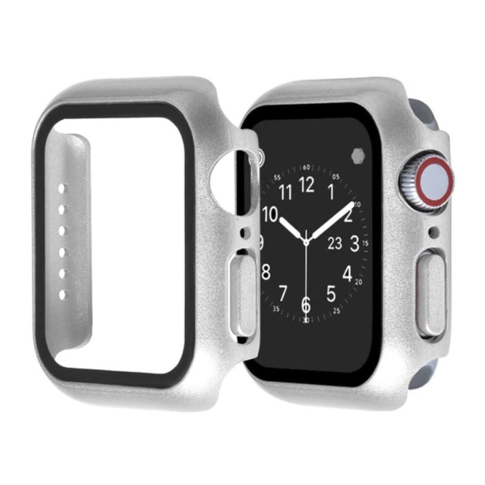 Cubierta completa para iWatch Series 44 mm - Carcasa y protector de pantalla - Carcasa rígida de vidrio templado TPU