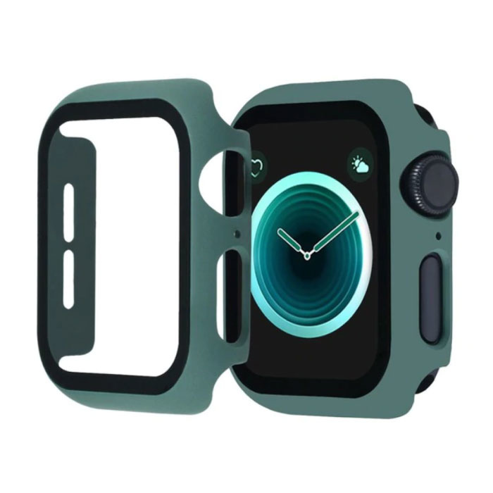 Cubierta completa para iWatch Series 44 mm - Carcasa y protector de pantalla - Carcasa rígida de vidrio templado TPU