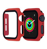 Stuff Certified® Carcasa completa para iWatch Series 44 mm - Carcasa y protector de pantalla - Carcasa rígida de vidrio templado TPU Rojo