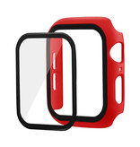 Stuff Certified® Full Cover for iWatch Series 42mm - Case and Screen Protector - Tempered Glass Hard Case TPU Red