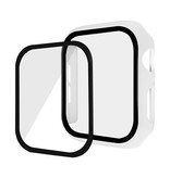 Stuff Certified® Full Cover for iWatch Series 44mm - Case and Screen Protector - Tempered Glass Hard Case TPU White