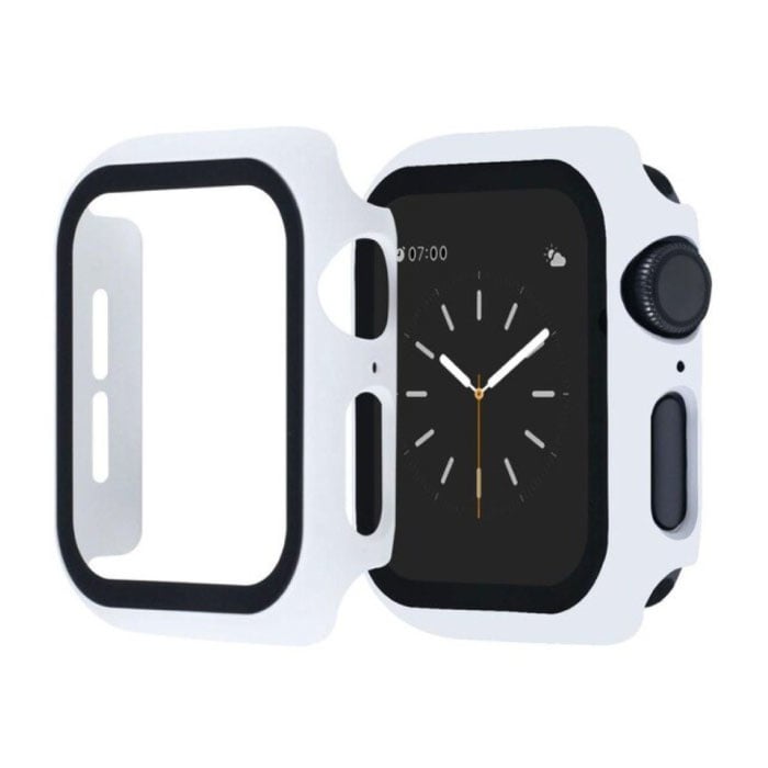 Cover completa per iWatch Series 40mm - Custodia e protezione schermo - Custodia rigida in vetro temperato TPU bianco