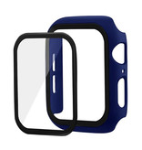 Stuff Certified® Funda completa para iWatch Series 38mm - Estuche y protector de pantalla - Estuche rígido de vidrio templado TPU Azul