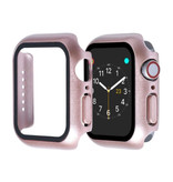 Stuff Certified® Carcasa completa para iWatch Series 42 mm - Carcasa y protector de pantalla - Carcasa rígida de vidrio templado TPU Oro rosa