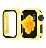 Stuff Certified® Full Cover for iWatch Series 44mm - Case and Screen Protector - Tempered Glass Hard Case TPU Yellow