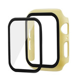 Stuff Certified® Full Cover for iWatch Series 44mm - Case and Screen Protector - Tempered Glass Hard Case TPU Yellow