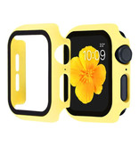 Stuff Certified® Carcasa completa para iWatch Series 42 mm - Carcasa y protector de pantalla - Carcasa rígida de vidrio templado TPU Amarillo