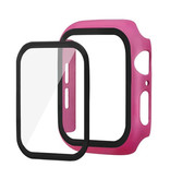 Stuff Certified® Full Cover for iWatch Series 44mm - Case and Screen Protector - Tempered Glass Hard Case TPU Dark Pink