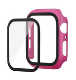Stuff Certified® Full Cover for iWatch Series 42mm - Case and Screen Protector - Tempered Glass Hard Case TPU Dark Pink