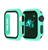 Stuff Certified® Cubierta completa para iWatch Series 44 mm - Carcasa y protector de pantalla - Carcasa rígida de vidrio templado TPU Aqua