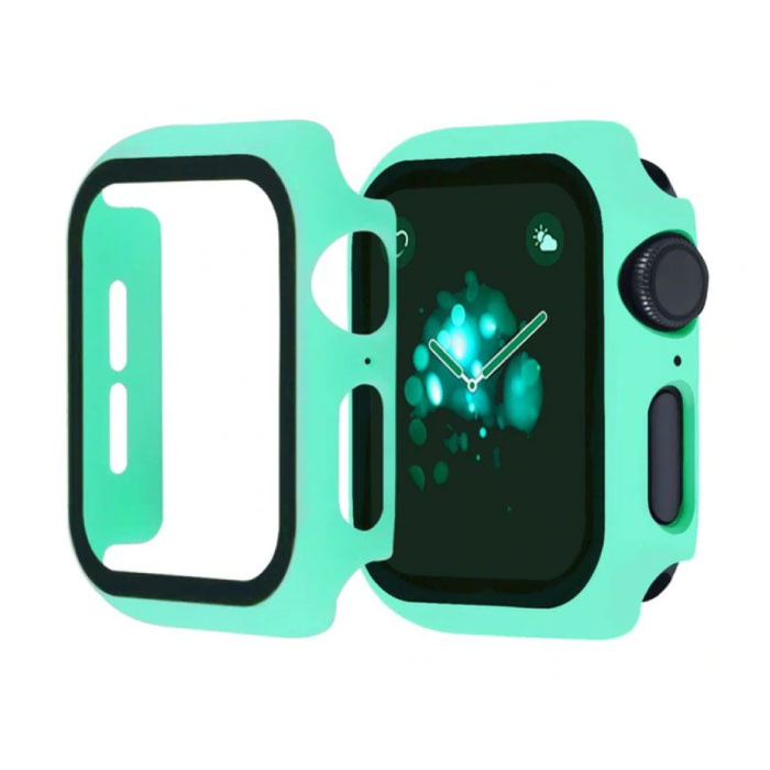 Full Cover for iWatch Series 42mm - Case and Screen Protector - Tempered Glass Hard Case TPU Aqua