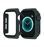 Stuff Certified® Carcasa completa para iWatch Series 44 mm - Carcasa y protector de pantalla - Carcasa rígida de vidrio templado TPU Verde oscuro