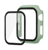Stuff Certified® Cover completa per iWatch Series 44mm - Custodia e protezione schermo - Custodia rigida in vetro temperato TPU Verde chiaro